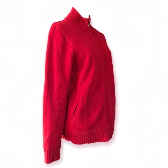 L.L Bean Vintage Red Zip Up Jacket | Sweater - Picture 3 of 4